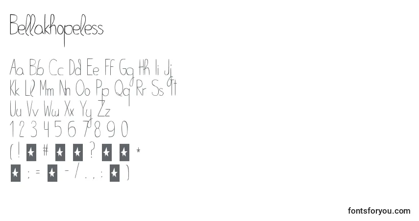 Шрифт Bellakhopeless – алфавит, цифры, специальные символы