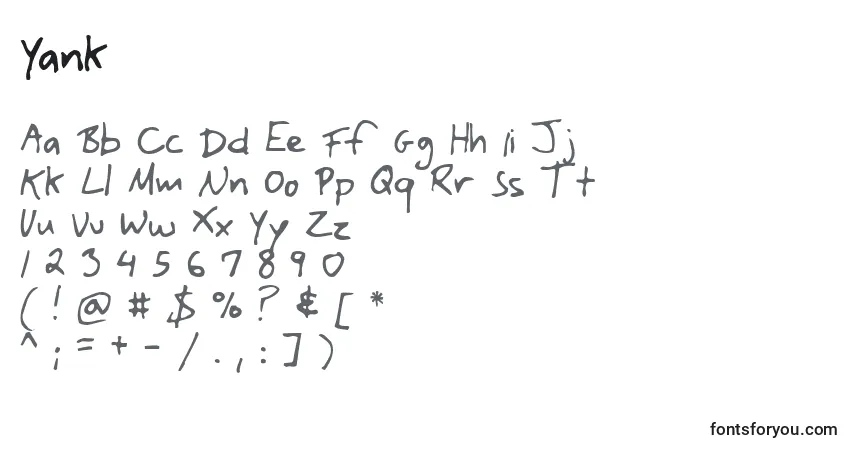Fuente Yank - alfabeto, números, caracteres especiales
