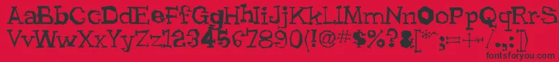 Lhyrma-Schriftart – Schwarze Schriften auf rotem Hintergrund