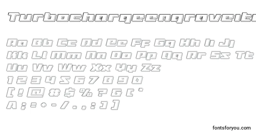 Czcionka Turbochargeengraveital – alfabet, cyfry, specjalne znaki