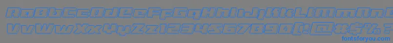 Turbochargeengraveital-Schriftart – Blaue Schriften auf grauem Hintergrund