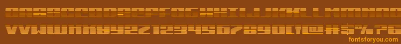フォントMichigangrad – オレンジ色の文字が茶色の背景にあります。