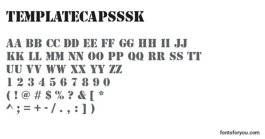A fonte Templatecapsssk – alfabeto, números, caracteres especiais