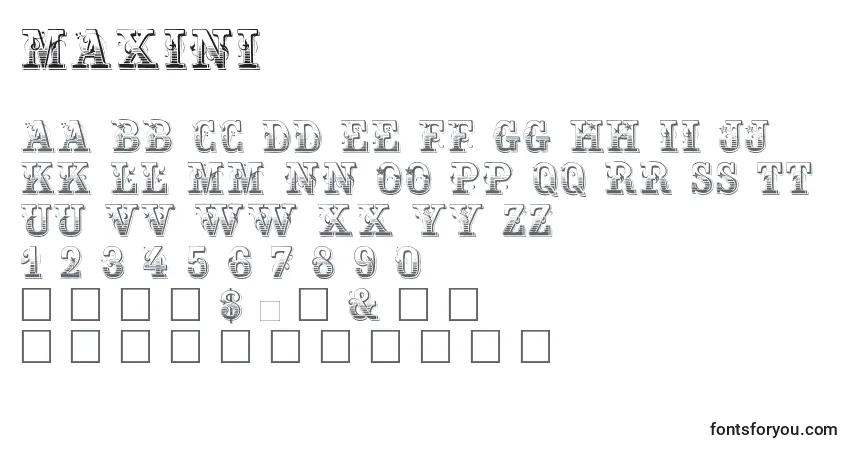 Шрифт Maxini – алфавит, цифры, специальные символы