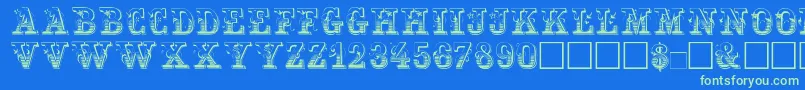 Maxini Font – Green Fonts on Blue Background