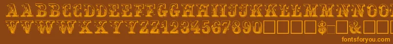 Maxini-Schriftart – Orangefarbene Schriften auf braunem Hintergrund