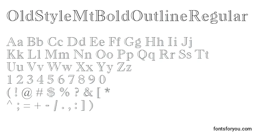 Шрифт OldStyleMtBoldOutlineRegular – алфавит, цифры, специальные символы
