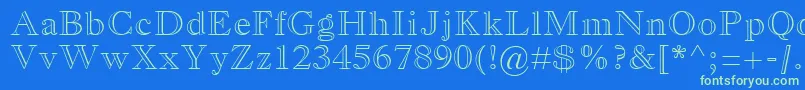 OldStyleMtBoldOutlineRegular Font – Green Fonts on Blue Background