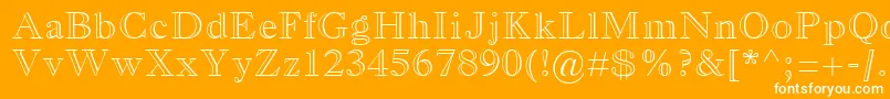 OldStyleMtBoldOutlineRegular-Schriftart – Weiße Schriften auf orangefarbenem Hintergrund