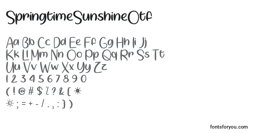 Schriftart SpringtimeSunshineOtf – Alphabet, Zahlen, spezielle Symbole