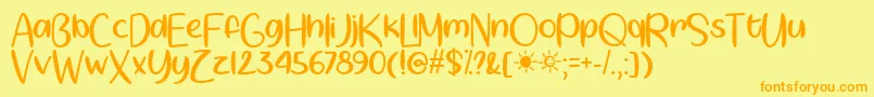 フォントSpringtimeSunshineOtf – オレンジの文字が黄色の背景にあります。