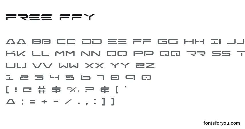 A fonte Free ffy – alfabeto, números, caracteres especiais