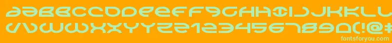 Aetherfoxexpand-Schriftart – Grüne Schriften auf orangefarbenem Hintergrund