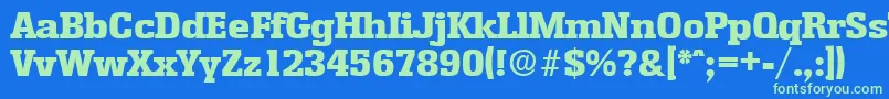 Czcionka EnschedeExtrabold – zielone czcionki na niebieskim tle