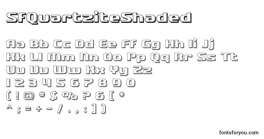 Czcionka SfQuartziteShaded – alfabet, cyfry, specjalne znaki