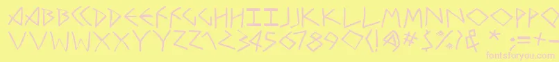 Więcej informacji o czcionce RehaclesMedium Czcionka RehaclesMedium – różowe czcionki na żółtym tle