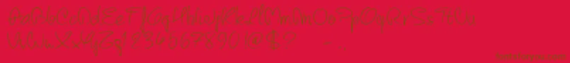 PwCurvyRegularScript Font – Brown Fonts on Red Background