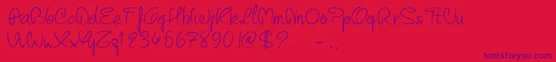 Czcionka PwCurvyRegularScript – fioletowe czcionki na czerwonym tle