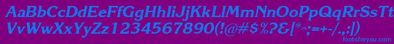 KareliaBoldItalic-fontti – siniset fontit violetilla taustalla