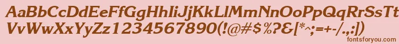 Fonte KareliaBoldItalic – fontes marrons em um fundo rosa