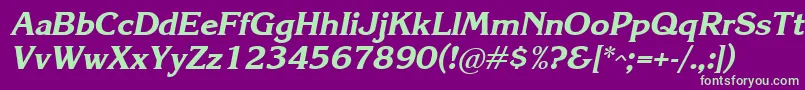 KareliaBoldItalic Font – Green Fonts on Purple Background