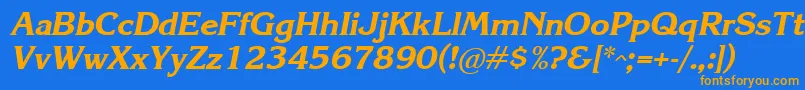 KareliaBoldItalic Font – Orange Fonts on Blue Background