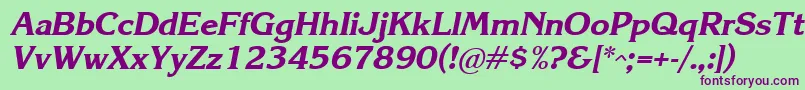 KareliaBoldItalic Font – Purple Fonts on Green Background