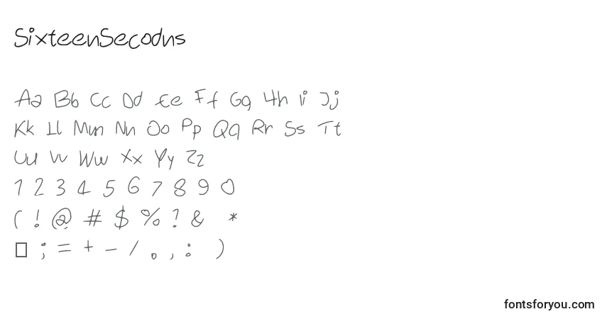 Schriftart SixteenSecodns – Alphabet, Zahlen, spezielle Symbole