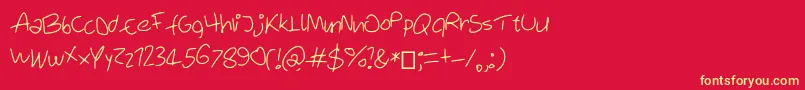 SixteenSecodns-Schriftart – Gelbe Schriften auf rotem Hintergrund