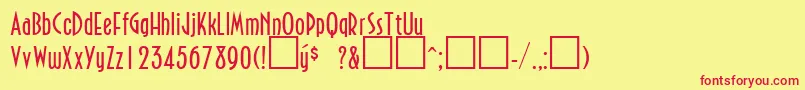 フォントNorthfieldsRegularDb – 赤い文字の黄色い背景