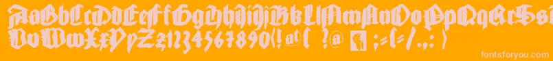 Gutjoeblack-fontti – vaaleanpunaiset fontit oranssilla taustalla