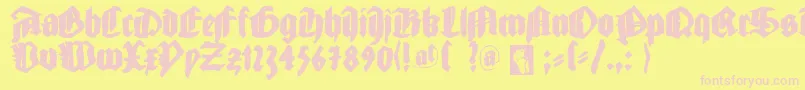 フォントGutjoeblack – ピンクのフォント、黄色の背景