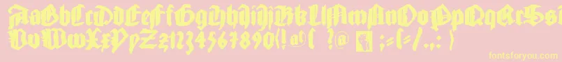 Gutjoeblack-Schriftart – Gelbe Schriften auf rosa Hintergrund