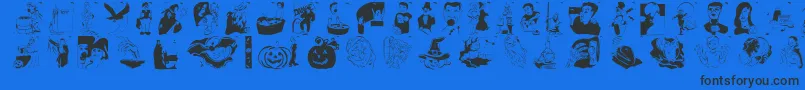 Fonte Hellovienna2005 – fontes pretas em um fundo azul