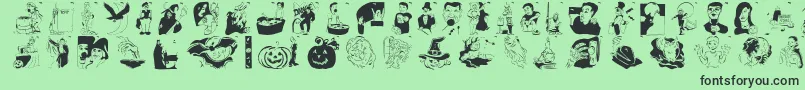 Hellovienna2005 Font – Black Fonts on Green Background