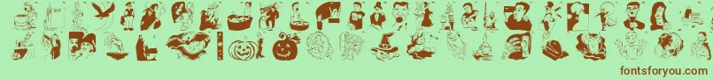 Шрифт Hellovienna2005 – коричневые шрифты на зелёном фоне