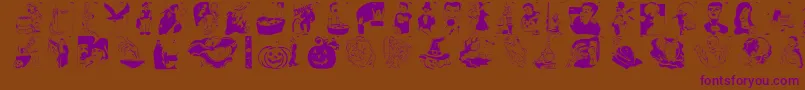 Hellovienna2005-fontti – violetit fontit ruskealla taustalla