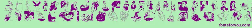 Hellovienna2005-Schriftart – Violette Schriften auf grünem Hintergrund