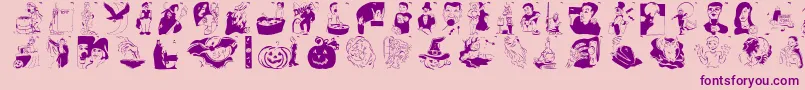 Hellovienna2005-Schriftart – Violette Schriften auf rosa Hintergrund