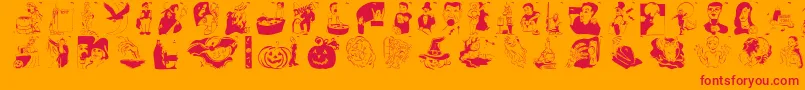フォントHellovienna2005 – オレンジの背景に赤い文字