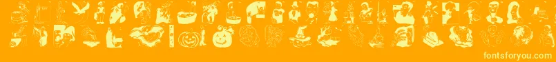 Fonte Hellovienna2005 – fontes amarelas em um fundo laranja