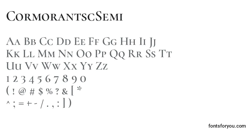 A fonte CormorantscSemi – alfabeto, números, caracteres especiais