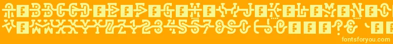 Interlock Font – Yellow Fonts on Orange Background