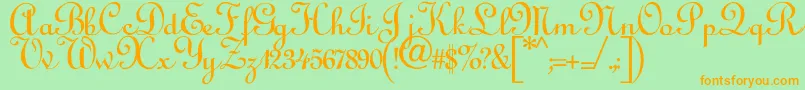 Annabelantiquescript Font – Orange Fonts on Green Background