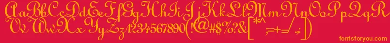 Annabelantiquescript-Schriftart – Orangefarbene Schriften auf rotem Hintergrund