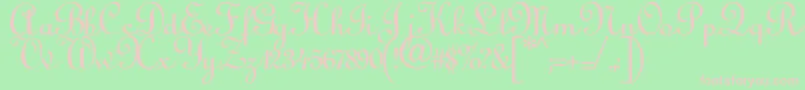 Annabelantiquescript-Schriftart – Rosa Schriften auf grünem Hintergrund