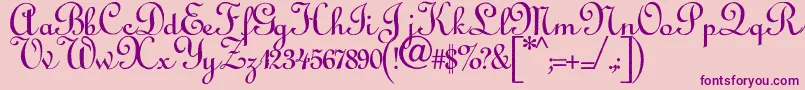 Annabelantiquescript-Schriftart – Violette Schriften auf rosa Hintergrund