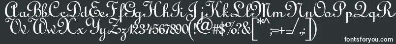 フォントAnnabelantiquescript – 黒い背景に白い文字