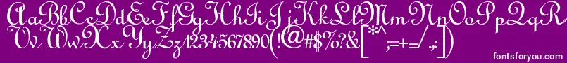 Fonte Annabelantiquescript – fontes brancas em um fundo violeta