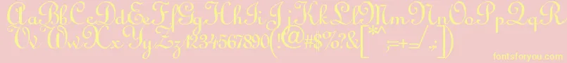 Annabelantiquescript-Schriftart – Gelbe Schriften auf rosa Hintergrund